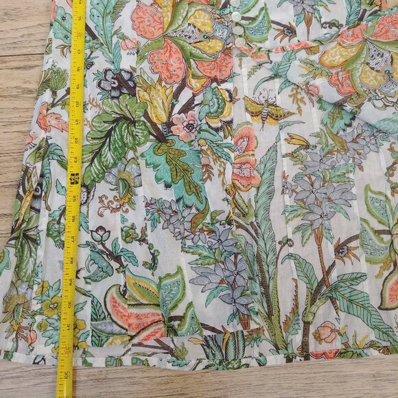 Dolma Medium tropical print cotton tunic top open front pearl shell buttons - Picture 8 of 15